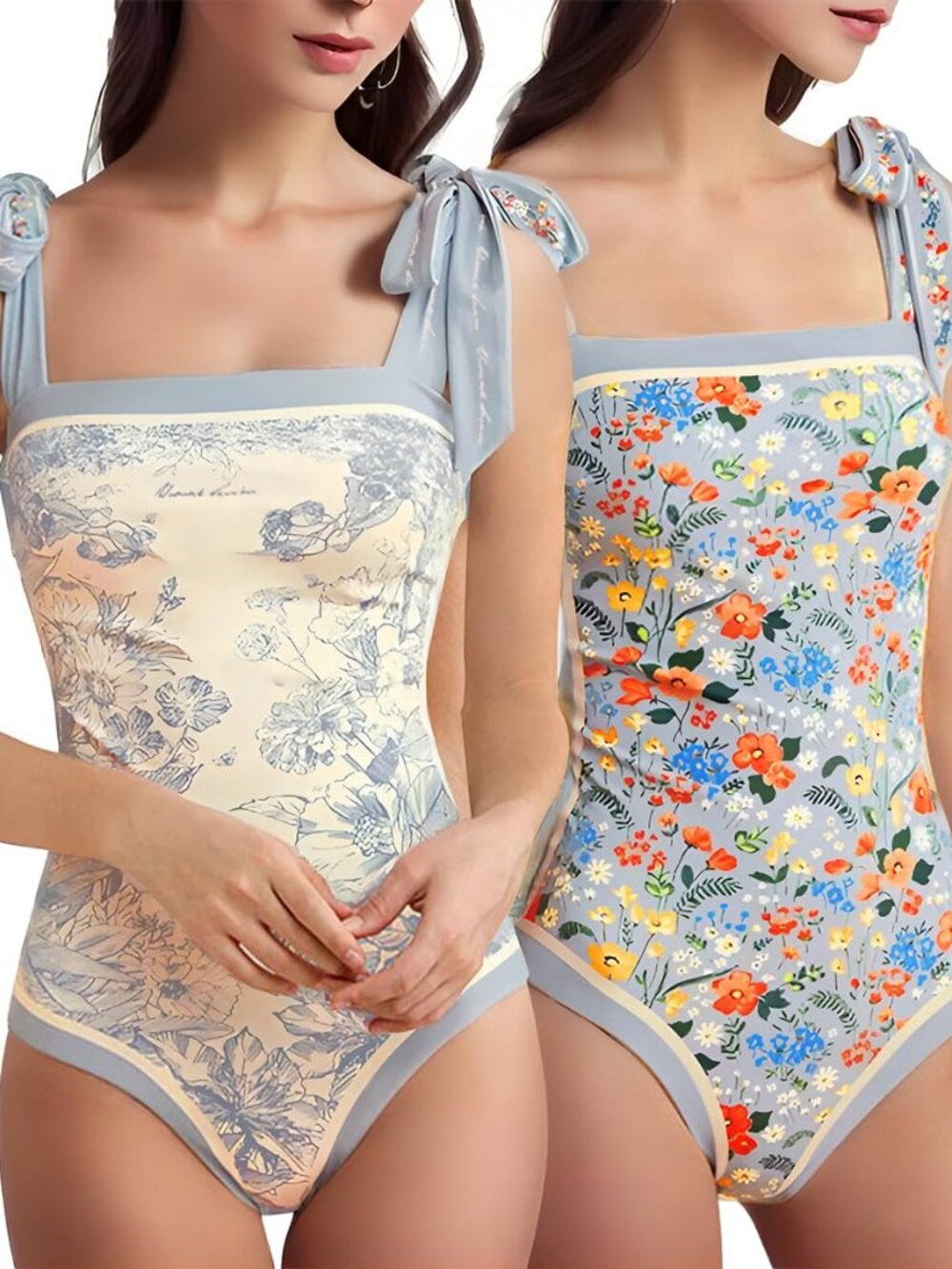 SKAYS Reversible Floral One Piece Swimsuit Women Bathing Suit Vintage Cute XL